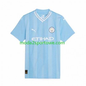 Koszulka Manchester City Damska Domowe Stroje Piłkarskie 2023/24 Krótki Rękaw
